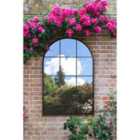 MirrorOutlet The Fenarc - Black Metal Framed Arched Window Wall Garden Mirror 47'' x 31''