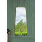 MirrorOutlet The Coartans - Gold Metal Isoscelles Trapezoid Shape Framed Arched Garden Wall Mirror 48'' x 23''