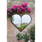 MirrorOutlet The Corde - Black Metal Framed Heart Shaped Garden Mirror 31'' x 31''