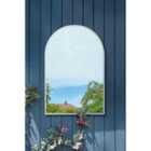 MirrorOutlet The Arcus - White Metal Framed Arched Garden Wall Mirror 47'' x 31''