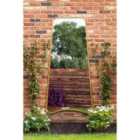 MirrorOutlet The Coartans - Gold Metal Isoscelles Trapezoid Shape Framed Arched Garden Wall Mirror 79'' x 38''