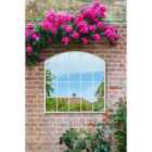 MirrorOutlet The Arcus - White Framed Arched Window Garden Mirror 39'' x 39''