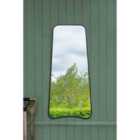 MirrorOutlet The Coartans - Black Metal Isoscelles Trapezoid Shape Framed Arched Garden Wall Mirror 48'' x 23''