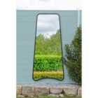 MirrorOutlet The Coartans - Black Metal Isoscelles Trapezoid Shape Framed Arched Garden Wall Mirror 71'' x 34''