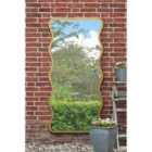 MirrorOutlet The Fluctus - Gold Metal Rectangular Wavy Framed Garden Wall Mirror Landscape or Portrait 67'' x 31''