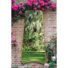 MirrorOutlet The Coartans - Gold Metal Isoscelles Trapezoid Shape Framed Arched Garden Wall Mirror 71'' x 34''