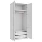 Wickes Ashland White Shaker Double Wardrobe with Rail, Drawers, Plinth & Panels - 2333 x 1036mm