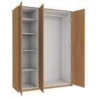 Wickes Claydon Oak Slab Triple Wardrobe with Rail, Shelves, Plinth & Panels - 2083 x 1536mm