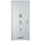 Door-Stop 4 Square White Left Hand GRP Composite Door with Stippolyte Glass - 2100mm