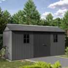 Keter Newton Plus Apex Outdoor Storage Shed Grey - 15 x 7.5ft