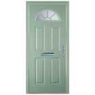 Door-Stop 4 Panel Sunburst Chartwell Green Left Hand GRP Composite Door with Colour-Matched Frame - 2100mm
