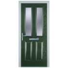 Door-Stop 2 Panel 2 Square Green Right Hand GRP Composite Door with Stippolyte Glass - 2100mm