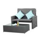Madefor.Living Oasis 2 Seater Garden Patio Outdoor Rattan Furniture Sofa Sun Lounger Daybed
