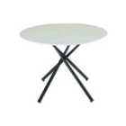 Madefor.Living Seattle Circle Stone White Concrete Dining Table with starburst black legs
