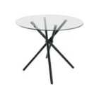 Madefor.Living New York Circle Glass Dining Table with starburst black legs
