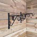 Tom Chambers 2pk Tom Chambers Heavy Duty Handcrafted Metal 35cm Black Twisted Wall Bracket Hook For Garden Patio Hanging Basket Planter Bird Feeder