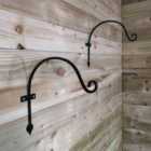 Tom Chambers 2pk Tom Chambers Heavy Duty Handcrafted Metal 38cm Black Wall Bracket Hook For Garden Hanging Basket Bird Feeder
