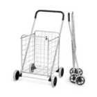 Costway Heavy Duty Folding Shopping Cart with 83L Metal Basket-Silver