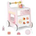 COSTWAY Multifunctional Ice Cream Cart Toy with Sweet Accessories and Smooth Wheels-Pink