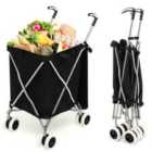 Costway 90L Folding Shopping Trolley with Removable Waterproof Bag and Cove-Black