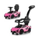 COSTWAY 3-in-1 Ride On Push Car with Removable Guardrails and Handle-Pink