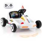 COSTWAY 12V Kids Electric Go Kart with Remote and 3 Speeds and Lights-White