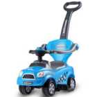 COSTWAY Kids 3 in 1 Ride on Car with Push Handle-Blue