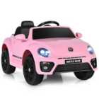 COSTWAY 12V Volkswagen Beetle Electric Kids Ride On Car with Remote Control-Pink