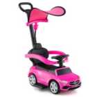 COSTWAY 3-in-1 Ride on Push Car with Adjustable Canopy and Steering Push Bar-Pink