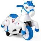 COSTWAY 12V Unicorn Ride on Toy with Training Wheels for Kids-Blue and White