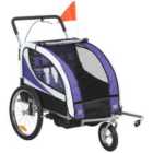 HOMCOM 2 Seat Child Bike Trailer, Baby Bicycle Trailer for 2 Kids, Purple