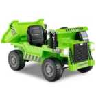 COSTWAY 12V Kids Ride on Dump Truck with Electric Dump Bed-Green