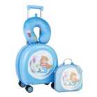COSTWAY 4-Piece Kid?s Luggage Set Kids Journey Suitcase Set-Blue