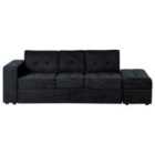Beliani Sectional Sofa Bed With Ottoman Black Falster