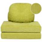 Beliani Jumbo Cord Single Sofa Bed Light Green Olden