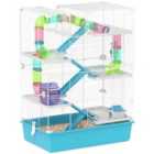 PawHut 6 Tier Hamster Cage with Twin Tower and Accessories, Light Blue