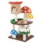 COSTWAY 102 cm Mushroom Cat Tree Tower with Natural Sisal Posts-Multicolor
