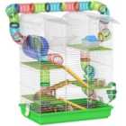 PawHut 5 Tiers Hamster Cage Animal Travel Carrier Habitat, Green