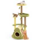 COSTWAY Avocado Cat Tree with Private Condo and Jumping Platforms-Green