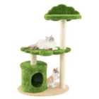 COSTWAY 97 cm Cute Cat Tree with Fully Wrapped Sisal Scratching Posts-Green