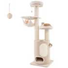 COSTWAY 187 cm Tall Wooden Cat Tower Tree with 2-Story Cat Condo-Natural