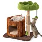 COSTWAY Multifunctional Cat Tree Modern Cat Tower with Sisal Covered Scratching Posts-Brown