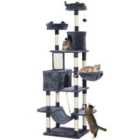 PawHut 206cm Cat Tree with Scratching Posts, Beds, Condos, Toys, Dark Grey