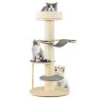 COSTWAY 120 CM Multi-layer Cat Tower with Sisal Covered Scratching Posts and Carpet-Grey