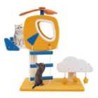 COSTWAY Aviation-themed Cat Tree for Indoor Cats with Helicopter Top Perch-Yellow