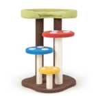 COSTWAY 3-In-1 Cat Tree with 3 Full-Wrapped Sisal Posts and Removable Mat & Platforms-Multicolor