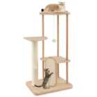 COSTWAY Multi-level Modern Wood Cat Tree with Scratching Board and Post