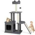COSTWAY 117 CM Modern Cat Tree for Indoor Cats Cat Tower with Scratching Posts-Grey