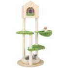 COSTWAY Wooden Cat Tree with Sisal Scratching Posts-Green