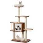 COSTWAY Cat Tree for Indoor Cats with Padded Plush Perch-Brown